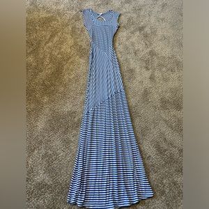 Gorgeous BEBE blue and white striped long dress